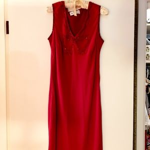 Bloomingdale's Red Sequined Dress with Scarf